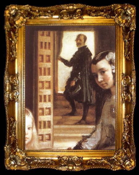 framed  VELAZQUEZ, Diego Rodriguez de Silva y Detail of Palace handmaiden, ta009-2
